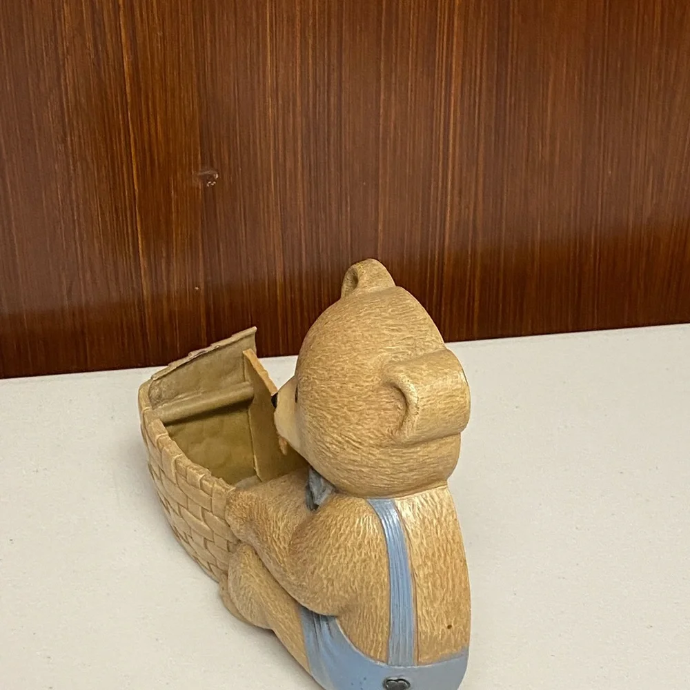 Vintage Homco Teddy Bear Wall Pocket Planter